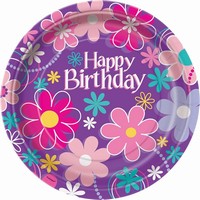 Taniere papierové fialové Kvety Eco 22 cm, 8 ks