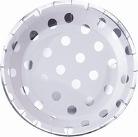 Taniere papierov strieborn s metalickmi bodkami 23 cm, 8 ks