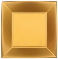 Taniere plastové štvorcové zlaté 23 x 23 cm, 8 ks