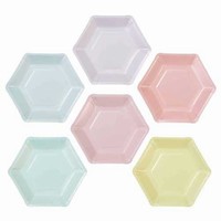 Tanieriky papierové Hexagon pastelový mix 16,5 x 19 cm, 12 ks