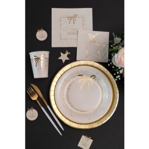 Talíře slonová kost se zlatou mašličkou 23cm 10 ks