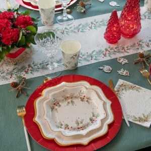 Talíře papírové bílé s větvičkami 21cm 10ks