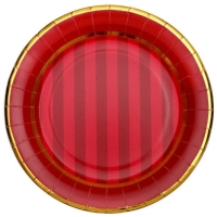 Taniere papierové s pruhmi červeno-zlaté 22,5 cm 10 ks