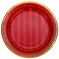 Taniere papierov s pruhmi erveno-zlat 22,5 cm 10 ks