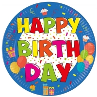 Talky paprov Happy Birthday 20 cm 8 ks