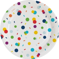 Tanieriky papierové Konfety farebné 18 cm, 8 ks