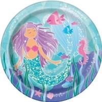 Tanieriky papierov Mermaid 23 cm, 8 ks