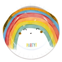 Tanieriky papierové Rainbow Party 23 cm 8 ks