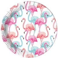 Tanieriky papierové Tropical Flamingo 23 cm, 8 ks