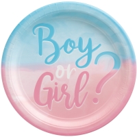 Tanieriky papierové "Boy or Girl" 23 cm, 8 ks