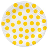 Talířky papírové se žlutými puntíky 18 cm 6 ks