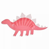 Girl Dino party, Tanieriky papierové ružové 16x30 cm, 8 ks