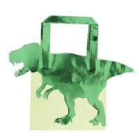 Taška darčeková Dino metalicky zelená 19 x 22 cm 5 ks