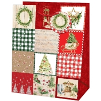 Taka darekov Jumbo Vianon patchwork erven/zelen 44,5x33x13,7 cm