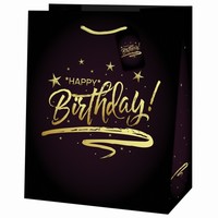 Taka darekov Maxi ierno-zlat Happy Birthday 26,7x33x13,7 cm