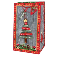 Taška darčeková Piccolo Vianočné ozdoby červená/zelená 21 x 11 x 6,5 cm