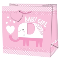Taška darčeková štvorcová Slon Baby Girl 15x6x14,6 cm