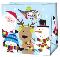 Taška darčeková štvorcová Vianočné postavičky 15x14,5x6 cm