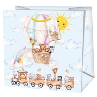 Taška darčeková štvorcová Zvieratká v balóne 15x6x14,6 cm