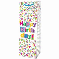 Taška darčeková na fľašu Happy Birthday Color 36x12,6x8,9 cm