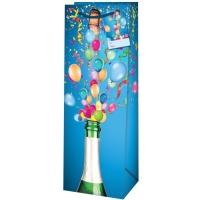 Taška darčeková na fľašu Šampanské s balónikmi 12,6 x 8,9 x 36 cm
