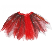 Tutu suknička detská červeno-čierna s glitrami 30 cm