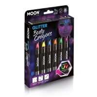 Ceruzky na tvr a telo Neon UV s glitrami 6 ks