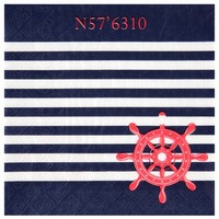 Servítky modré námornícke s červeným kormidlom 16,5 x 16,5 cm