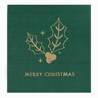 SERVÍTKY papierové banketové Merry Christmas zelené 25 x 25 cm 16 ks