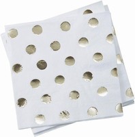 Servítky papierové so zlatými fóliovými bodkami 33 x 33 cm, 20 ks