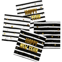Ubrousky Happy New Year erno-zlat 33x33 cm 20 ks