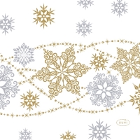 Servítky Tissue biele s vločkami Snow Glitter 24 x 24 cm 20 ks