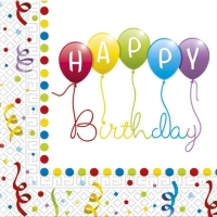 Servtky papierov Happy Birthday Streamers 33x33 cm, 20 ks