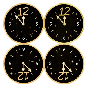 Ubrousky pap�rov� novoro�n� hodiny �erno-zlat� 10 ks