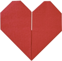 Servítky papierové Origami srdce červené 16,5 cm (16 ks)