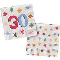 Servtky papierov Starburst 30. narodenn 33 x 33 cm 20 ks
