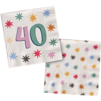 Servtky papierov Starburst 40. narodenn 33 x 33 cm 20 ks