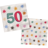 Servtky papierov Starburst 50. narodenn 33 x 33 cm 20 ks