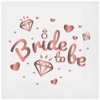 Servítky papierové "Bride to be", biele 33x33 cm, 20 ks