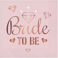 Servítky papierové "Bride to be", ružové 33x33 cm, 20 ks
