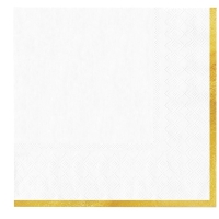 Ubrousky pap�rov� b�l� se zlat�m prou�kem 33 x 33 cm 10 ks