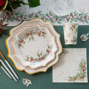 Ubrousky papírové bílé s větvičkami 33x33 cm 10ks