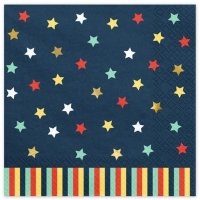 Servítky papierové tmavo modré s hviezdami 33x33 cm, 12 ks