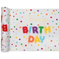 Obrus Happy Birthday Bodky 30 cm x 5 m