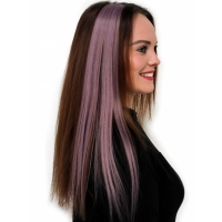 Vlasový príčesok s clip-in hrebienkom fialovo-hnedý
