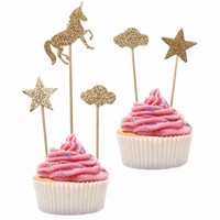 Zpichy na cupcakes Zlat jednoroec