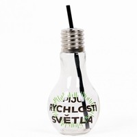 Žiarovka na pitie s českým textom "Piju rýchlostí světla"