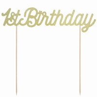 DEKORÁCIA na tortu 1. narodeniny zlatá 21cm