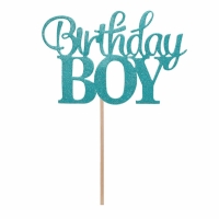 Zpich na tortu Birthday Boy modr 10 x 7 cm