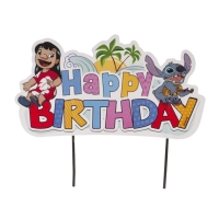 Zpich na dort Happy Birthday Stitch 17,5 cm